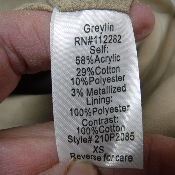 Greylin, Beige and Gold sparkly bell bottom trousers, Size XS, - Picture 8 of 10